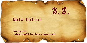 Wald Bálint névjegykártya